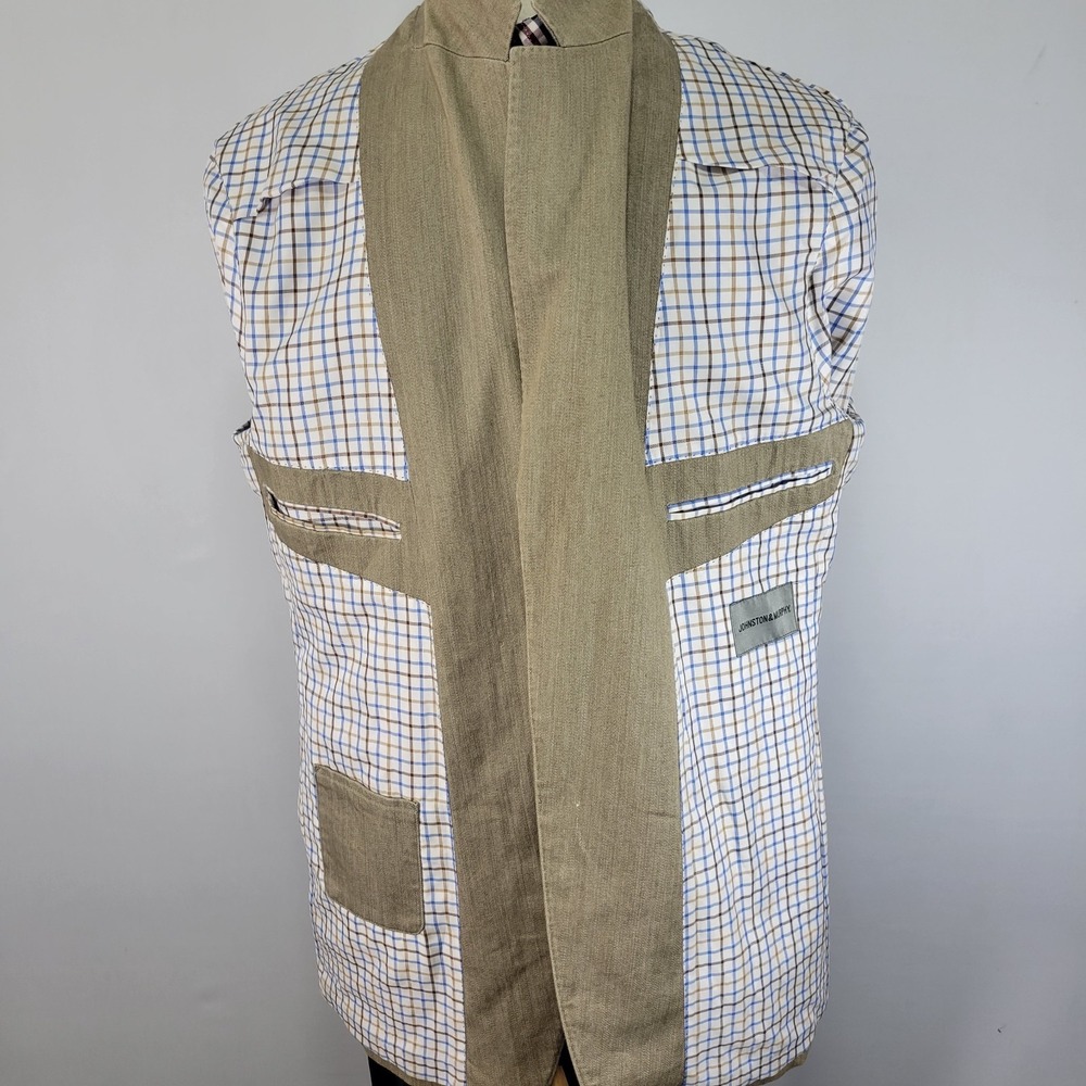Johnston Murphy Men's Sport Coat Blazer Three Button Tan Cotton Spandex Size XL - Picture 15 of 16